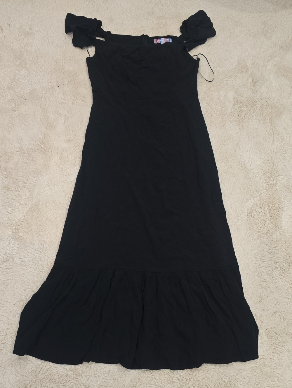 Urban Outfitters Black Ruffle-Hem Maxi Dress